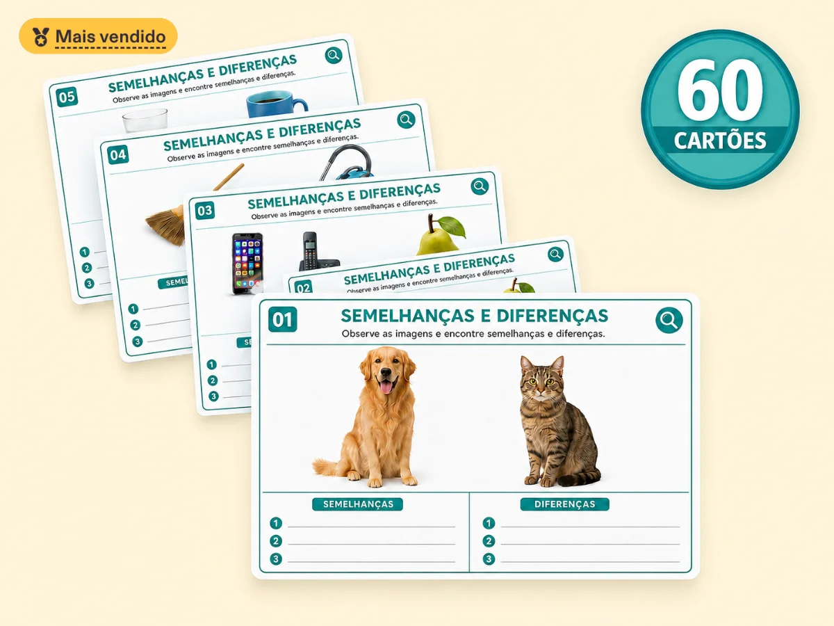60 Cartões de Semelhanças e Diferenças